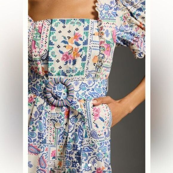 Farm Rio Romantic‎ Bandanas Off White romper M NWT - Picture 3 of 11